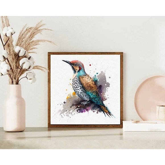 Northern Flicker Watercolor Art Oil Painting Print -‎ Bird Wall Art Decor - Picture 3 of 5